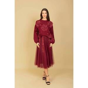 NEW JESSIE LIU lilliana tulle skirt in burgundy